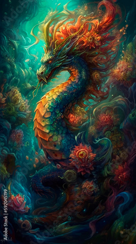 the chinese dragon in the night