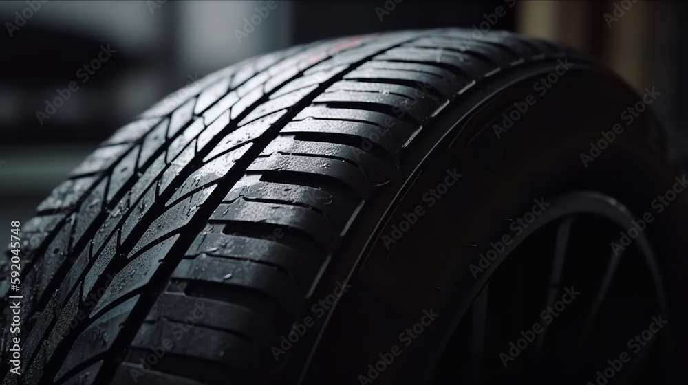 Close-up of the rubber from the wheel at the service station