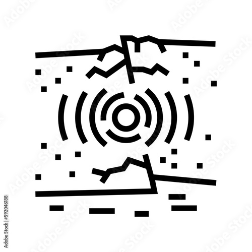 tectonic earthquake disaster line icon vector illustration