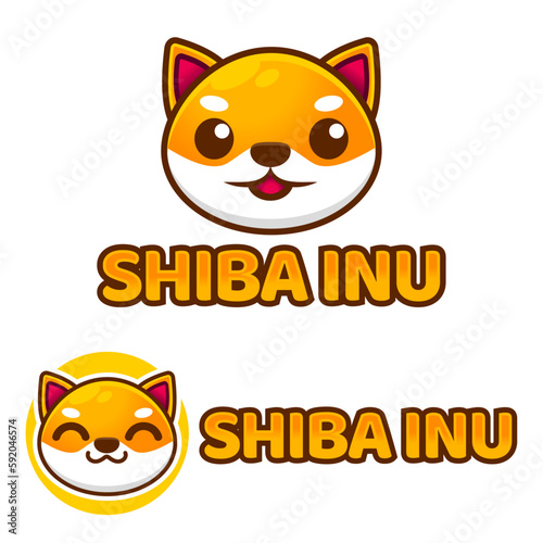 Cute Kawaii head shiba inu dog Mascot Cartoon Logo Design Icon Illustration Character vector art. for every category of business, company, brand like pet shop, product, label, team, badge, label