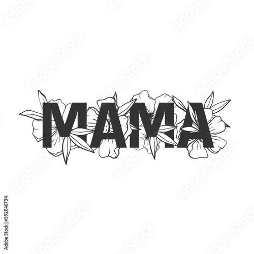 mama and flowers vector