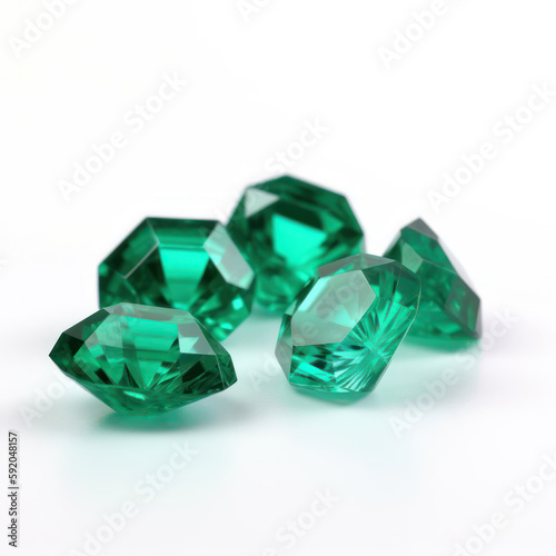 Emeralds on a White Background