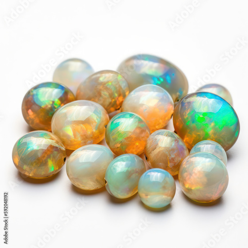 Opals on a white background
