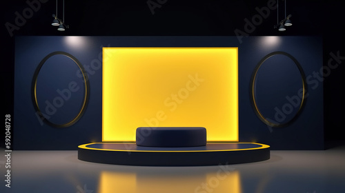 Product Stand Navy Yellow, Generative AI, Illustration