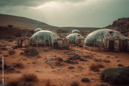 settlement on abandoned mars Generative AI photo