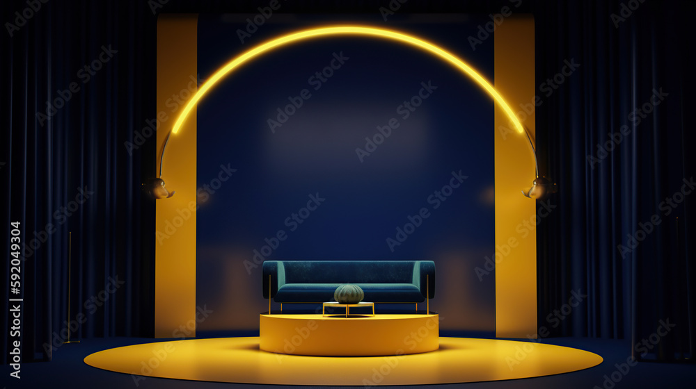 Product Stand Navy Yellow, Generative AI, Illustration