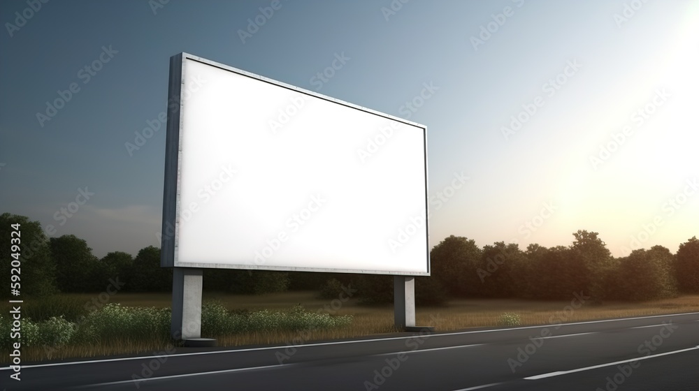 a huge empty billboard on the side of the road. Empty layout for your advertisement. AI generated a huge empty billboard on the side of the road. Empty layout for your advertisement. AI generated