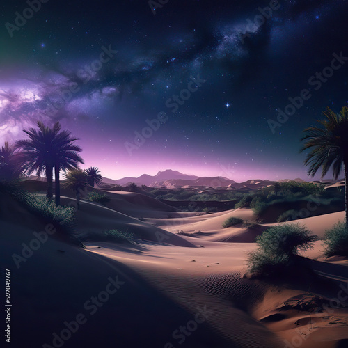 Night in the desert, AI generative