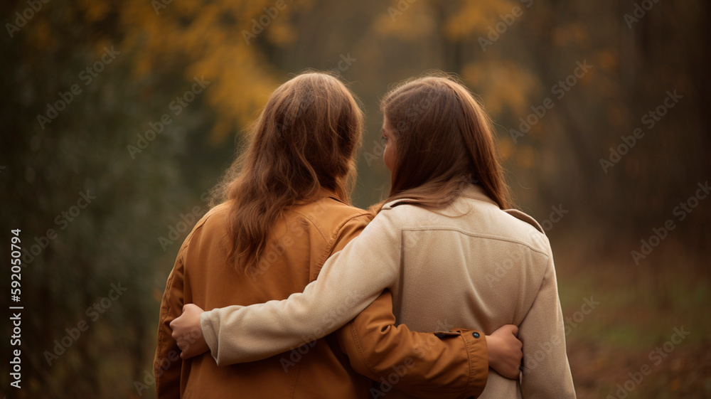 Fototapeta premium girls in love together. Generative AI,