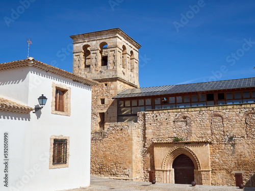 Church of Santo Domingo de Silos,  in romanesque style. It is restored and now used as an auditorium and showroom. Alarcón, province of Cuenca, Castilla La Mancha, Spain, Europe photo