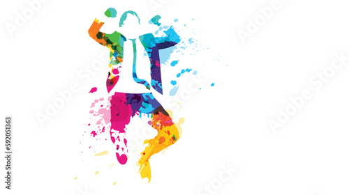 sagoma, uomo che salta, felicità, macchie di colore