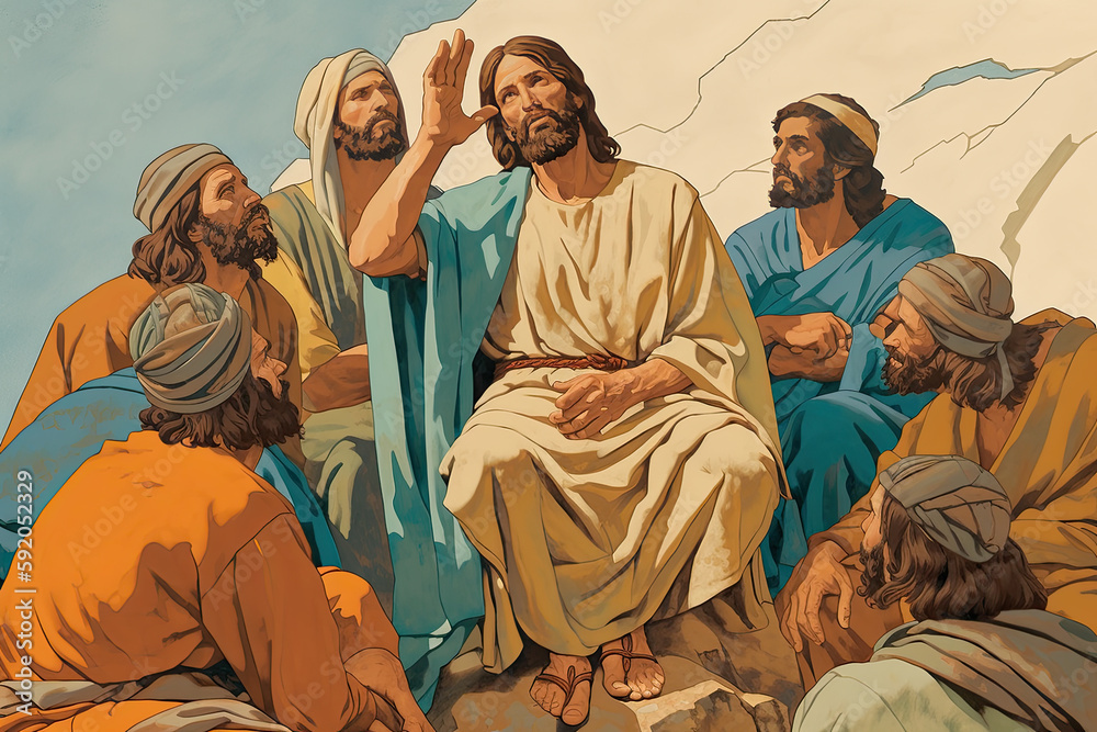 Jesus Christ talking to a group of people - AI Generated Jesus Christ talking to a group of people - AI Generated