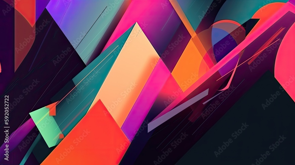 Geometric shapes with a colorful gradient in a modernist style  created with generative AI technology