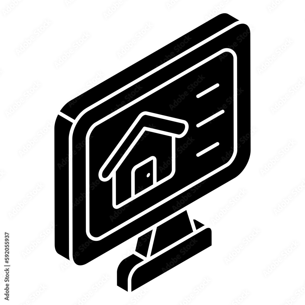 Conceptual flat design icon of online property Conceptual flat design icon of online property