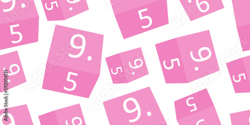 Seamless pattern of pink dice for board games. Vector illustration