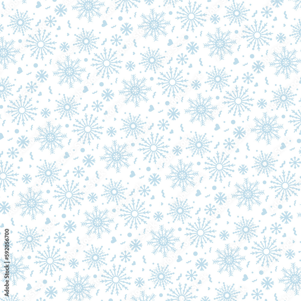 Snowflake winter square background blue on white winter pattern blue 