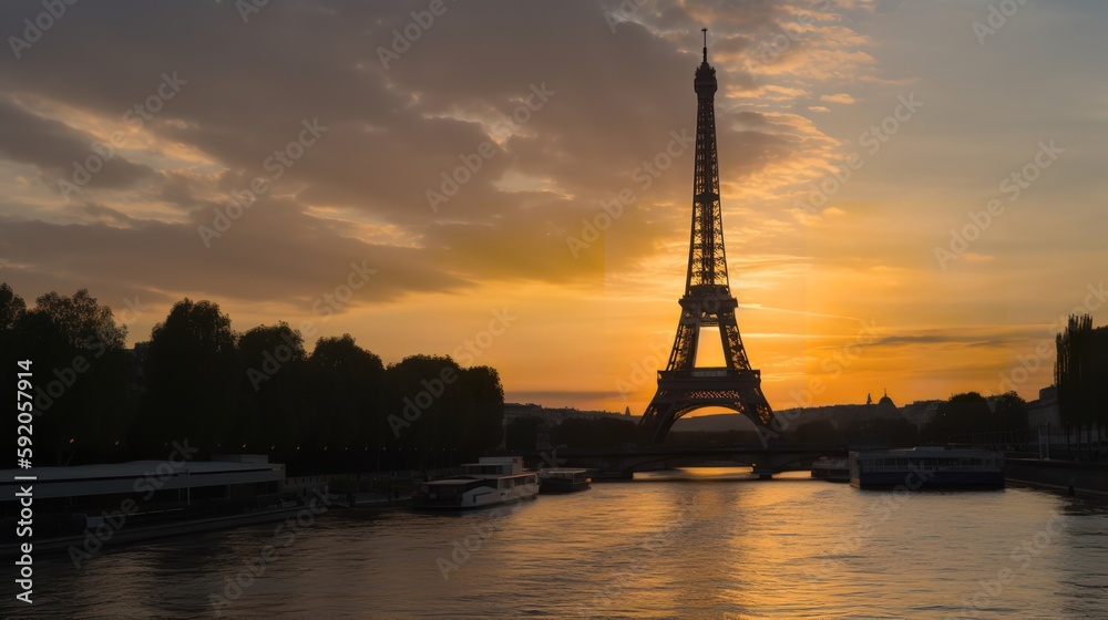 Fototapeta premium The Eiffel Tower at Sunset