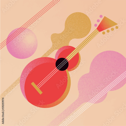 Guitar icon vector. Acoustic classic musical instrument sign isolated on background. Trendy Flat style illustration for graphic design, logo. Musical string instrument collection.