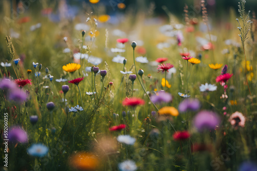 a field of wildflowers in bloom, generative AI