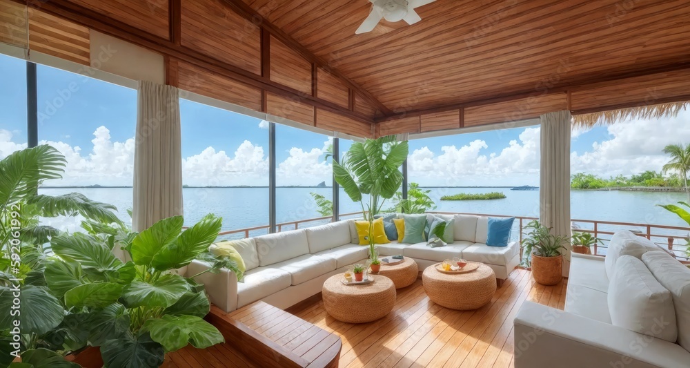 Living the Dream A Tropical Houseboat Life on Cape Cod generative ai