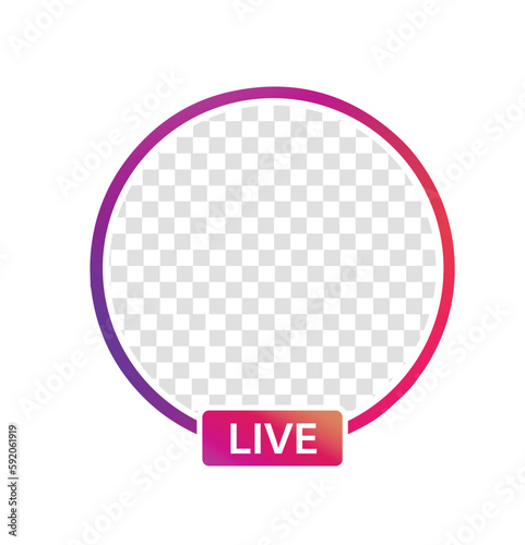 Live streaming on social media with white background. Vector illustration. gradient avatar. live. stream. vector. icon. symbol