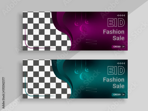 Eid fashion sale web banner or social media cover template