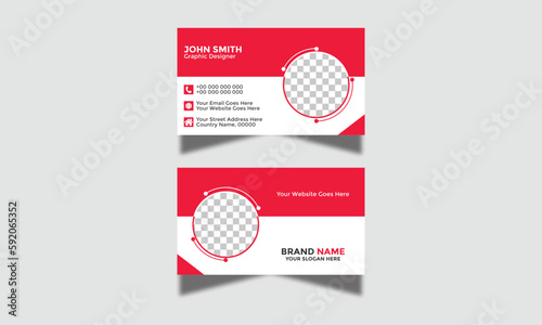 Simple and Clean Red Orange and Black Visiting Card Vector Illustration Colorful Gradient Business Card Modern Corporate and Creative Business Card Design Template Double-Sided Horizontal Name Card 