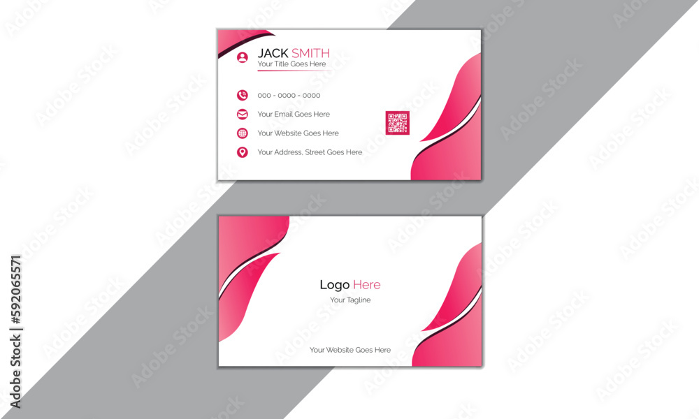 Double-sided creative business card template. Vector creative business card template with triangles, squares, round, waves for business, technology.