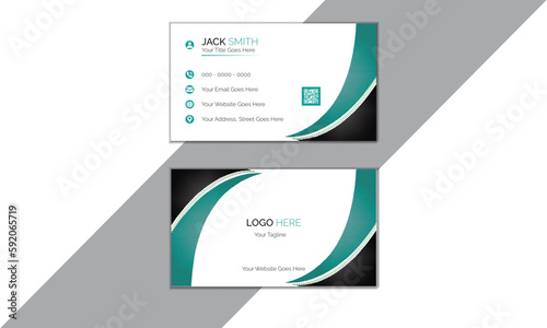  Double-sided creative and modern business card template. Portrait and landscape orientation. Personal visiting card with company logo. © RareGrxD