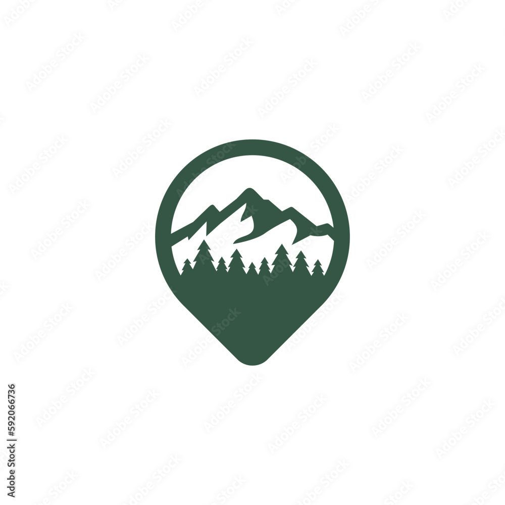 Map pointer with mountain location, Pin maps combine with summit logo
Map pointer with mountain location, Pin maps combine with summit logo