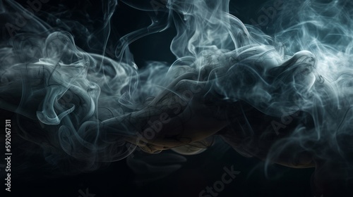 Photo of a wisp of smoke on a dark background. Generative ai