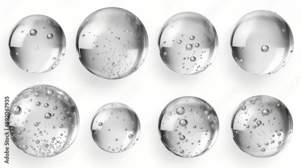 Water bubbles set isolated on white background. Generative ai Water bubbles set isolated on white background. Generative ai