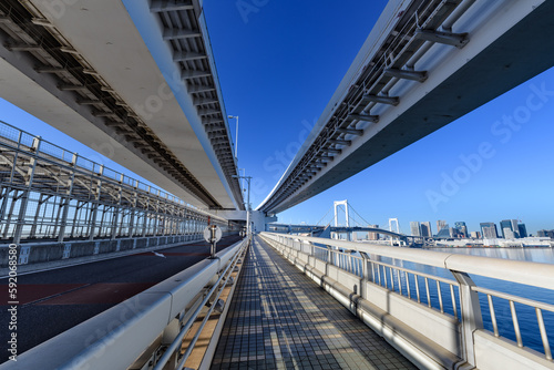 建築美の東京湾レインボーブリッジ