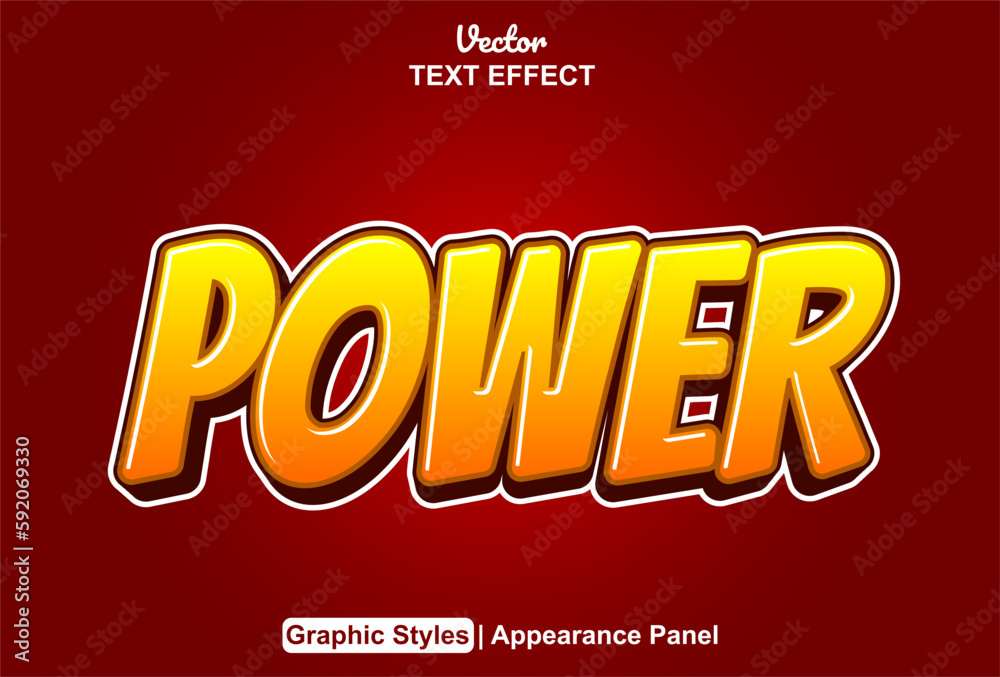 power text effect with orange graphic style and editable.