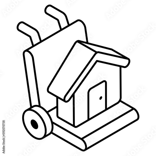 A flat design icon of home moving 