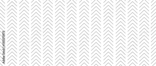 Seamless arrow pattern on white background. Modern chevron lines pattern for backdrop and wallpaper template. Black simple lines with repeat texture. Seamless chevron background, vector illustration © Marinko
