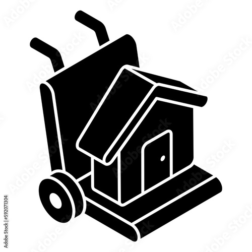 A flat design icon of home moving 