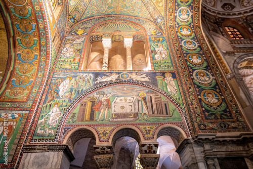 The Basilica of San Vitale is a late antique church in Ravenna, Italy. The sixth-century church is an important surviving example of early Christian Byzantine art and architecture.