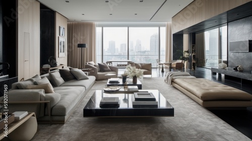 modern living room interior design ai generative illustration
