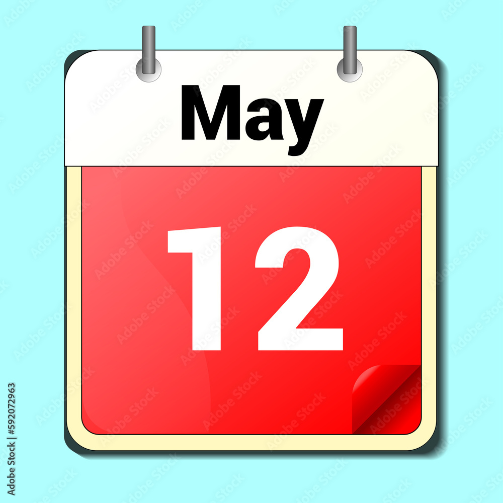 day on the calendar, vector image format, May 12 day on the calendar, vector image format, May 12