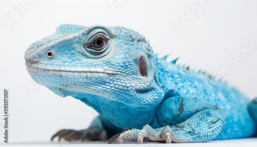 blue iguana on white background