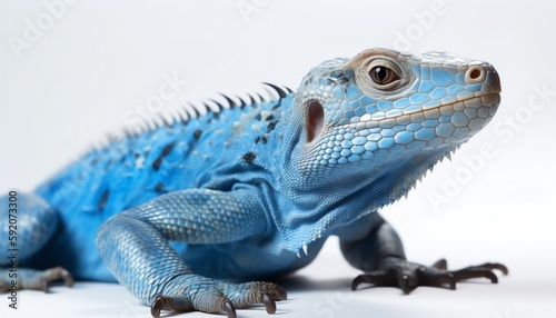 blue iguana on blue background