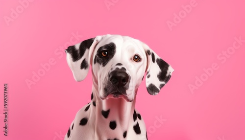 dalmatian dog on pink background