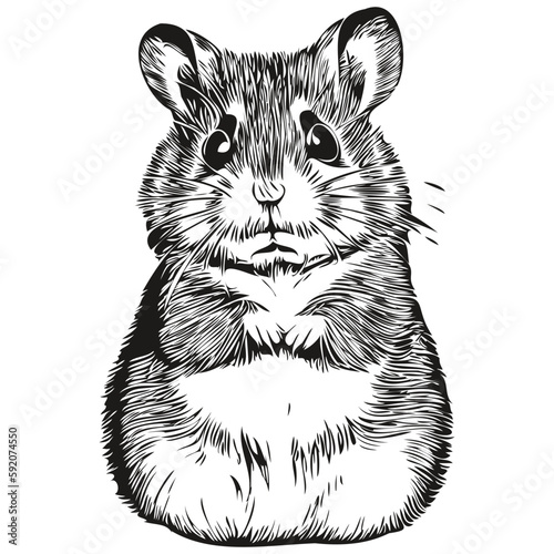 hamster vector illustration line art drawing black and white hamsters