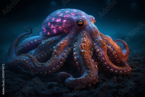luminiscent octopus in the water photo