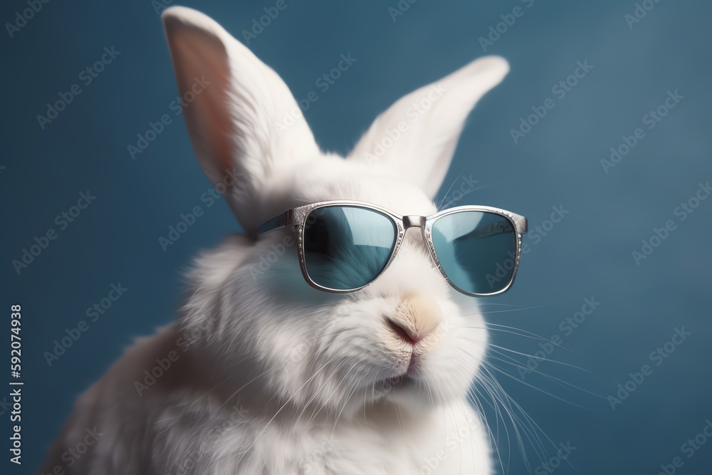white rabbit in sunglasses
