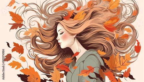 beautiful woman in autumn