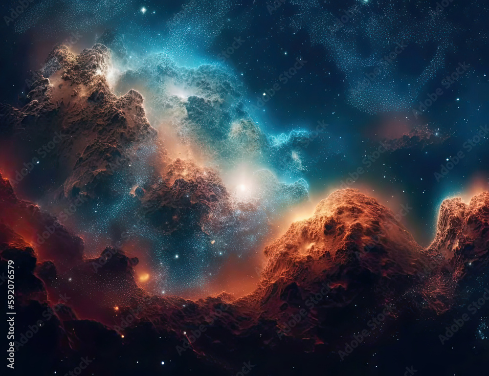 Fototapeta premium Space Background, Planets, Galaxies, Stars, Outer Space. Graphical Resource. Generative AI