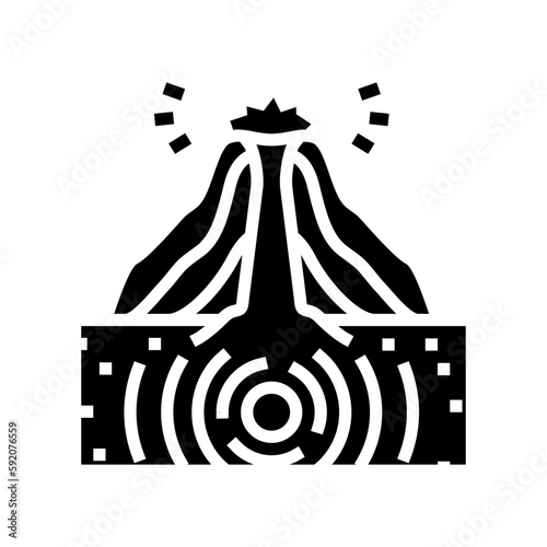 volcanic earthquake disaster glyph icon vector illustration