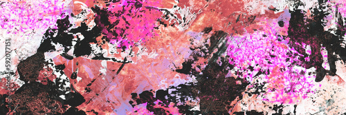 Creative banner with hand drawn abstract multicolored acrylic texture. Colourful backdrop.
